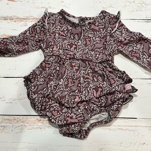 Ruffle Butts Burgundy and White Baby Romper